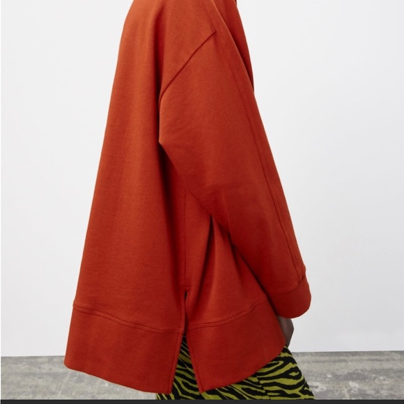 ZARA HIGH NECK VENTED OVERSIZED SWEATSHIRT TOBACCO Small - Picture 4 of 6